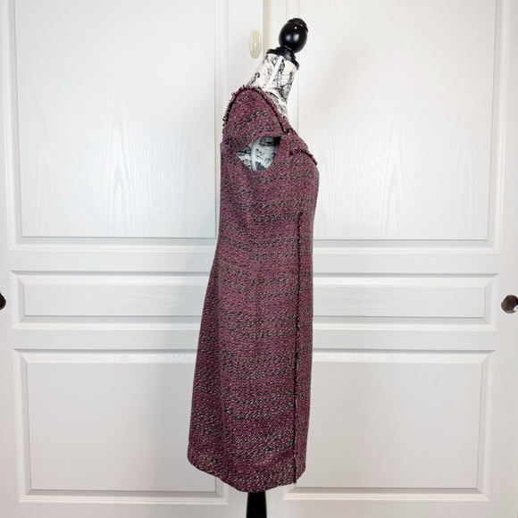 David Meister Purple Tweed Cap Sleeve Dress Size 14 - Picture 2 of 5